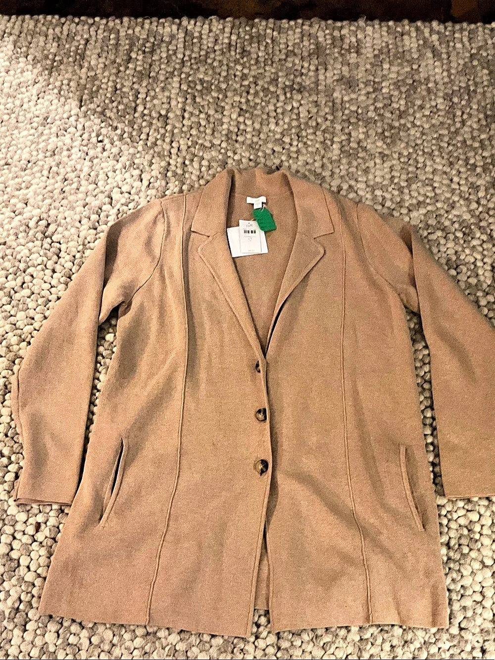 J. Jill Double Knit Blazer Sweater- Caramel Heather- L-Tall-NWT